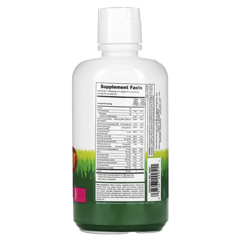 NaturesPlus, Animal Parade, Multivitamin Liquid, Tropical Berry, 30 fl oz (887.1 ml) 97467299511