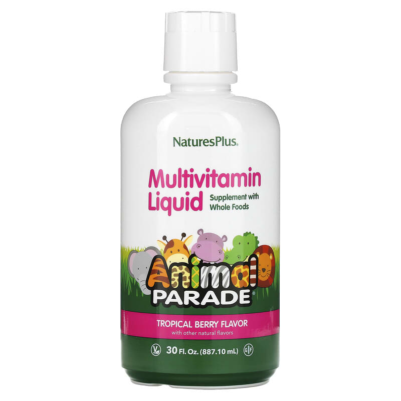 NaturesPlus Animal Parade Multivitamin Liquid Tropical Berry 30 fl oz (887.1 ml) 97467299511