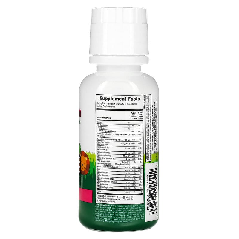 NaturesPlus, Animal Parade, Multivitamin Liquid, Tropical Berry, 8 fl oz (236.56 ml) 97467299542