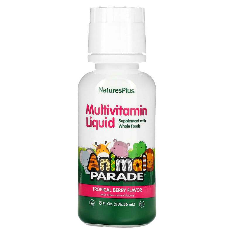 NaturesPlus Animal Parade Multivitamin Liquid Tropical Berry 8 fl oz (236.56 ml) 97467299542