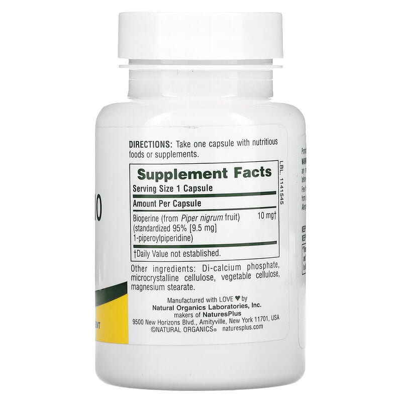 NaturesPlus, Bioperine 10, 90 Capsules 97467043770