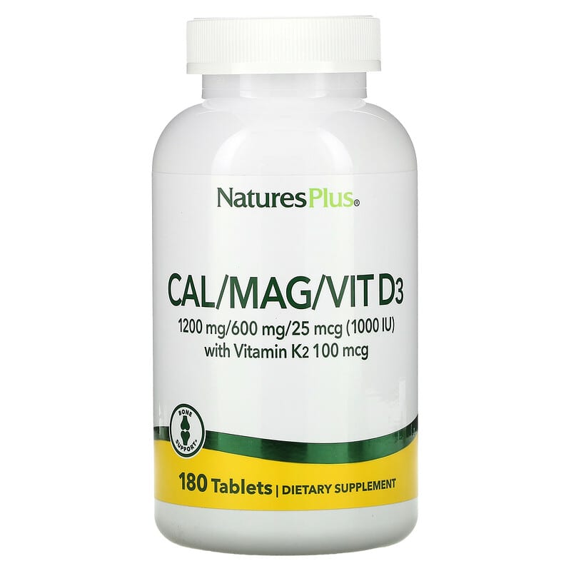 NaturesPlus Cal/Mag/Vit D3 with Vitamin K2 180 Tablets 97467336476