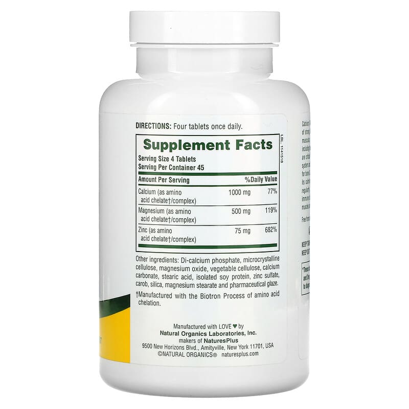 NaturesPlus, Cal/Mag Zinc, 180 Tablets 97467033665