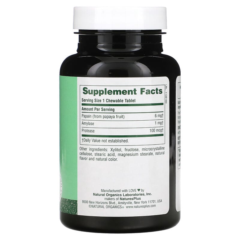 NaturesPlus, Chewable Papaya Enzyme Supplement, 360 Tablets 97467044623