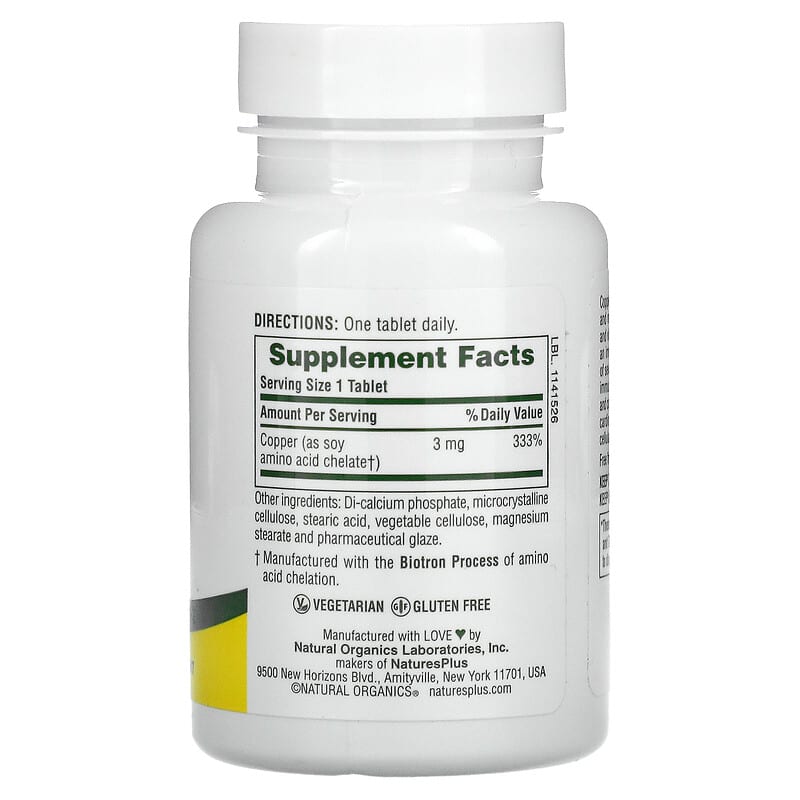 NaturesPlus, Copper, 3 mg, 90 Tablets 97467034303