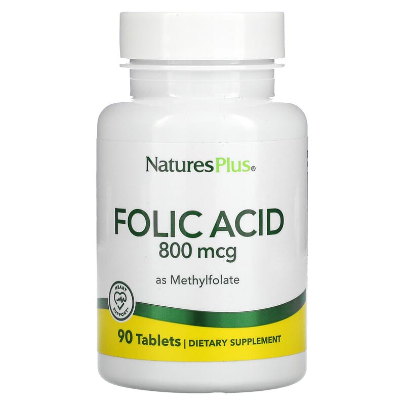 NaturesPlus Folic Acid as Methylfolate  800 mcg 90 Tablets 97467017900