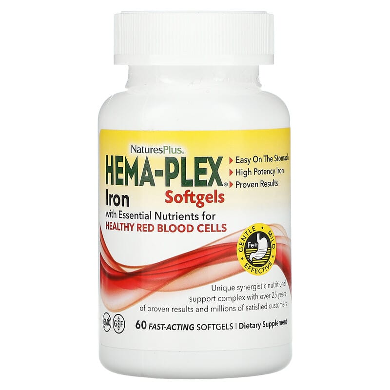 NaturesPlus Hema-Plex 60 Fast-Acting Softgels 97467376915