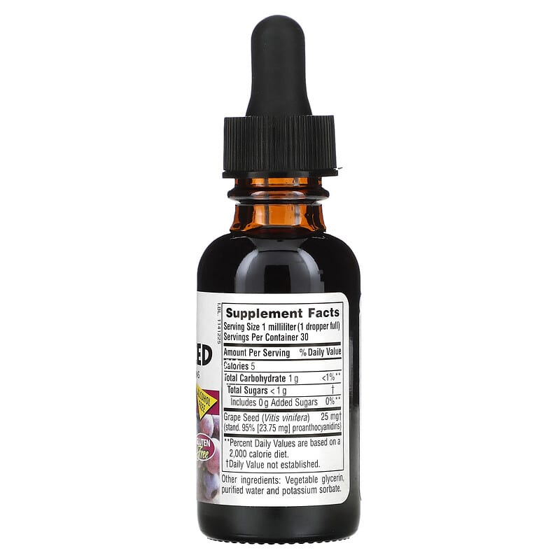 NaturesPlus, Herbal Actives, Grape Seed, Alcohol Free, 25 mg, 1 fl oz (30 ml) 97467078321