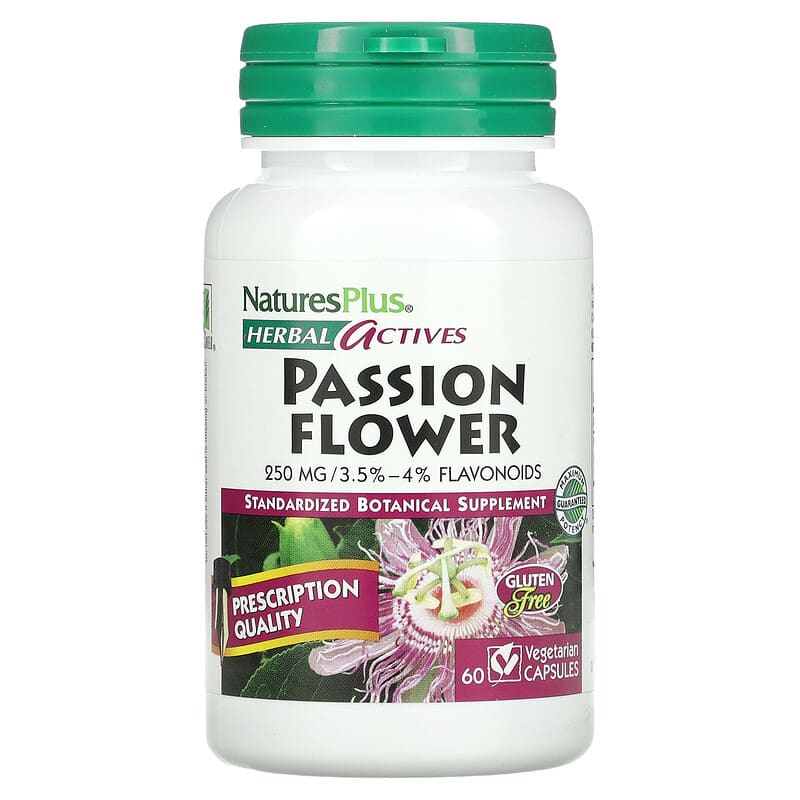 NaturesPlus Herbal Actives Passion Flower 250 mg 60 Vegetarian Capsules 97467072367