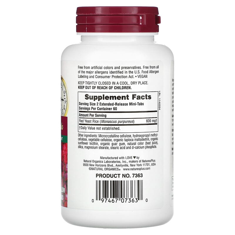 NaturesPlus, Herbal Actives, Red Yeast Rice, 300 mg, 120 Mini-Tabs 97467073630