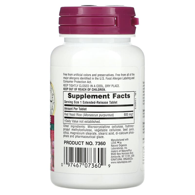 NaturesPlus, Herbal Actives, Red Yeast Rice, 600 mg, 30 Tablets 97467073609
