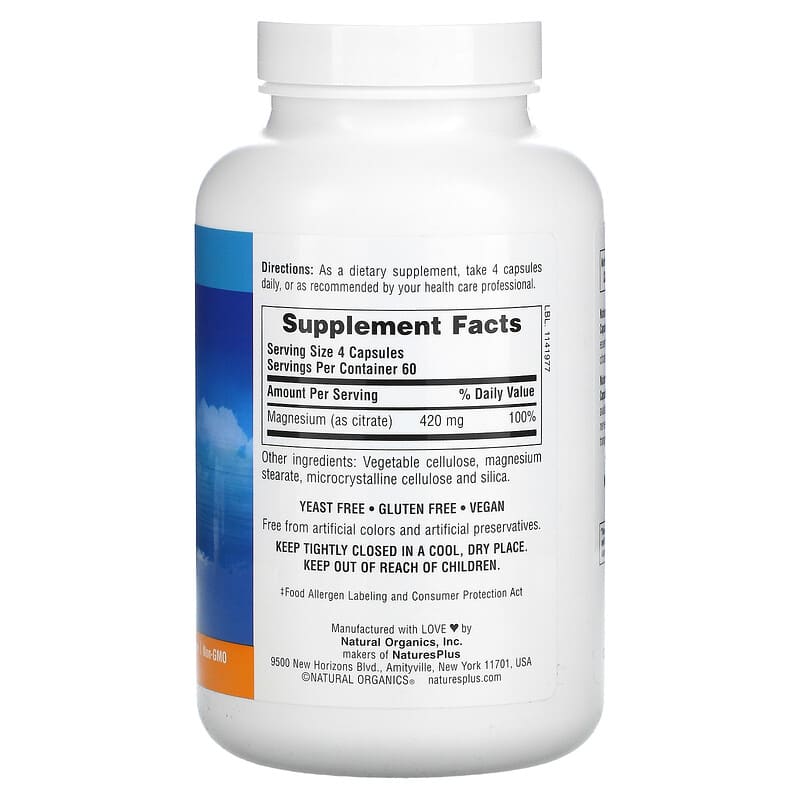 NaturesPlus, KalmAssure, Magnesium, 105 mg, 240 Vegan Capsules 97467336032
