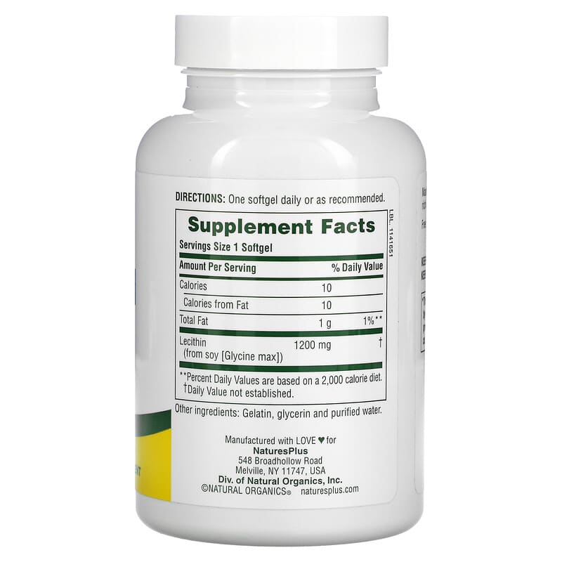 NaturesPlus, Lecithin, 1,200 mg, 90 Softgels 97467041608