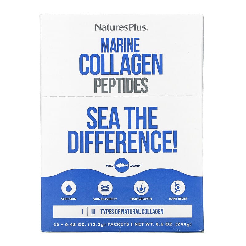 NaturesPlus Marine Collagen Peptides 20 Stick Packets 0.43 oz (12.2 g) Each 97467959682