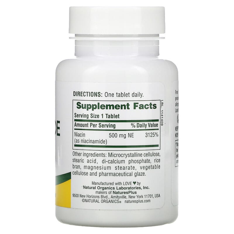 NaturesPlus, Niacinamide, 500 mg, 90 Tablets 97467018907