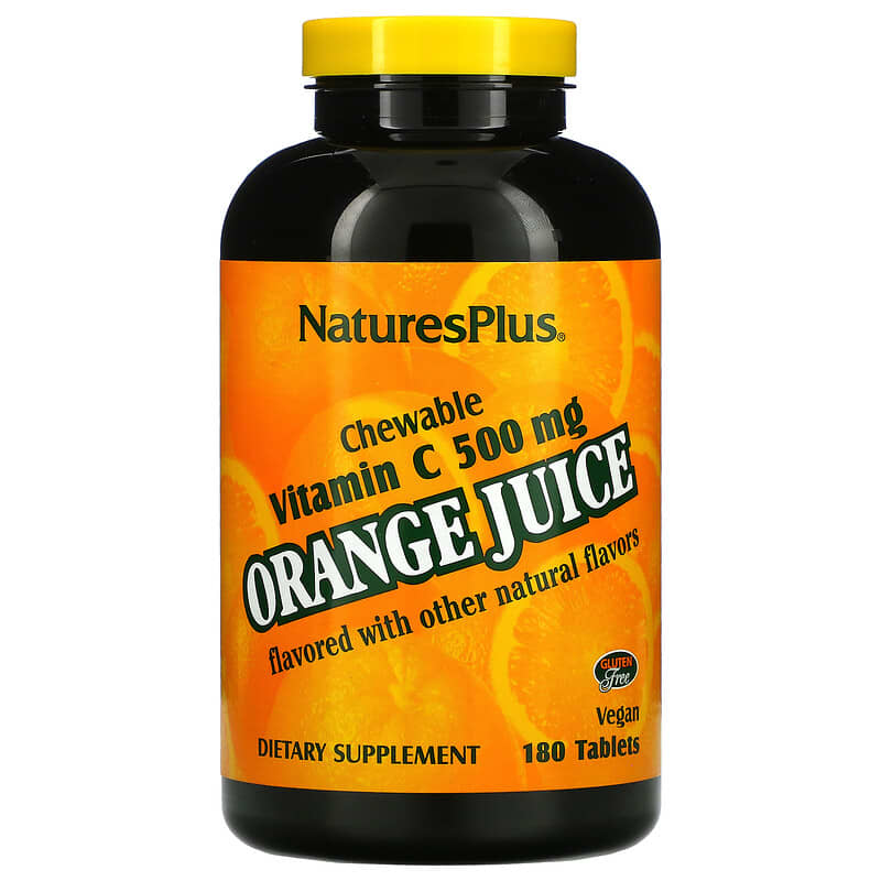 NaturesPlus Orange Juice Chewable Vitamin C 500 mg 180 Tablets 97467024670