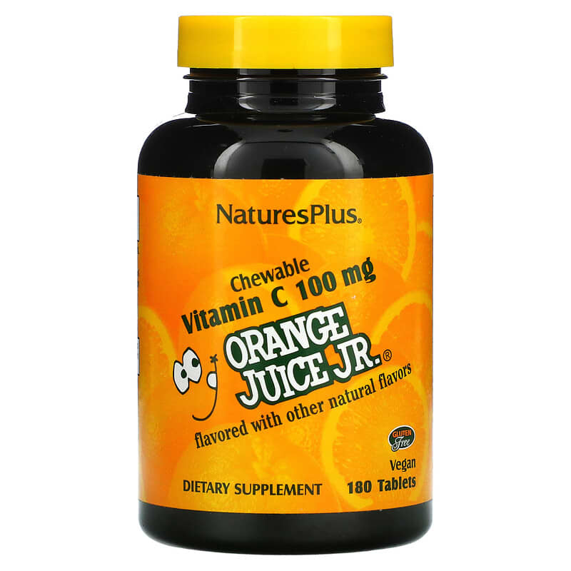 NaturesPlus Orange Juice Jr. Chewable Vitamin C  100 mg 180 Tablets 97467024724