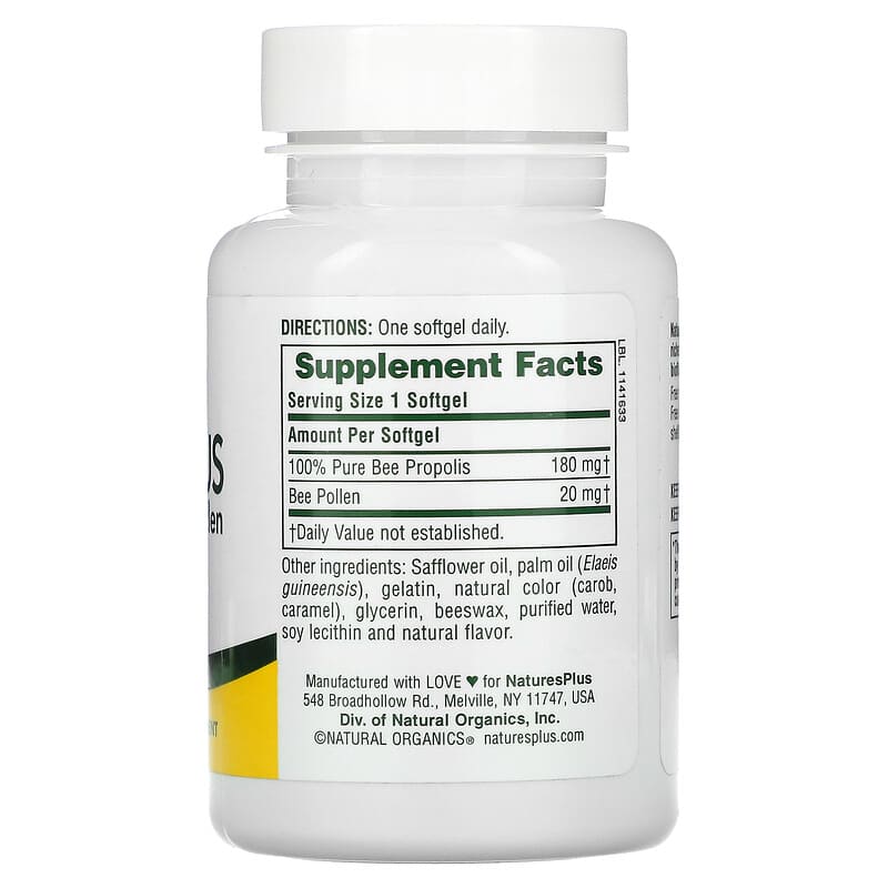 NaturesPlus, Propolplus, Propolis withBee Pollen, 60 Softgels 97467037878