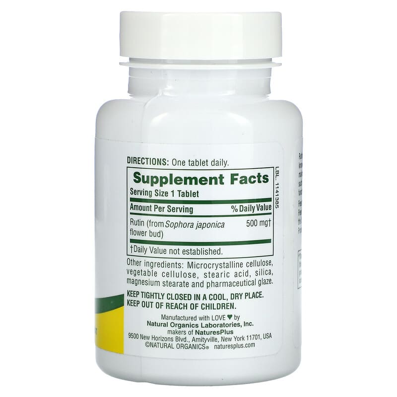 NaturesPlus, Rutin, 500 mg, 60 Tablets 97467025509