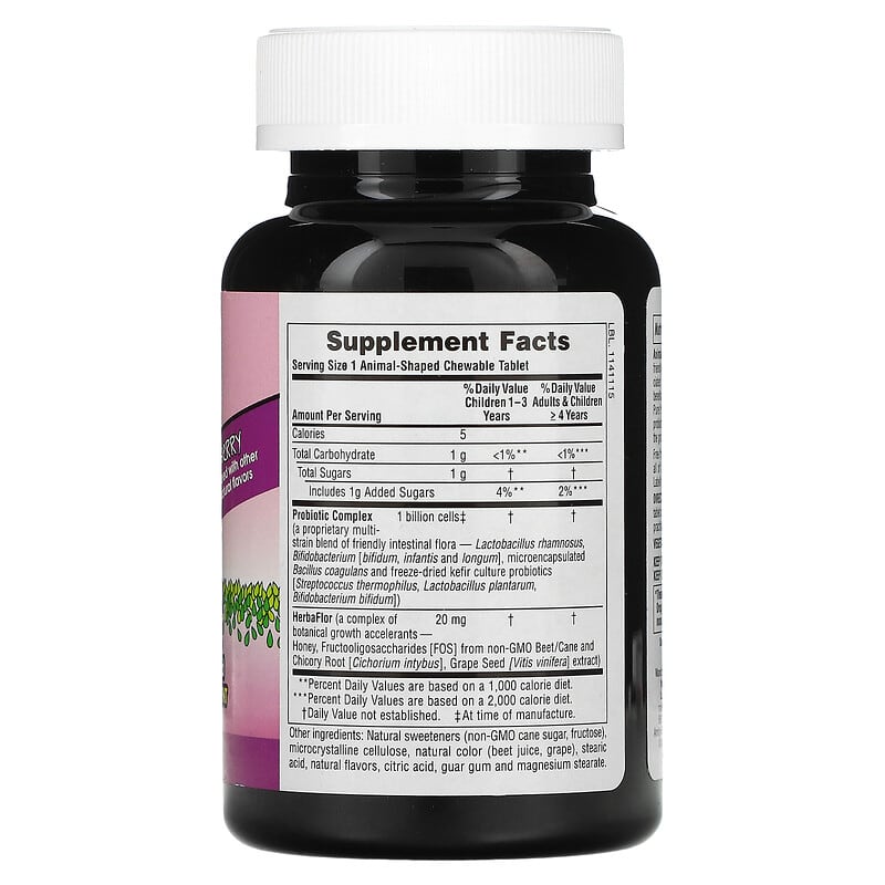 NaturesPlus, Source of Life, Animal Parade, AcidophiKidz, Children's Chewable, Berry, 90 Animal-Shaped Tablets 97467299696
