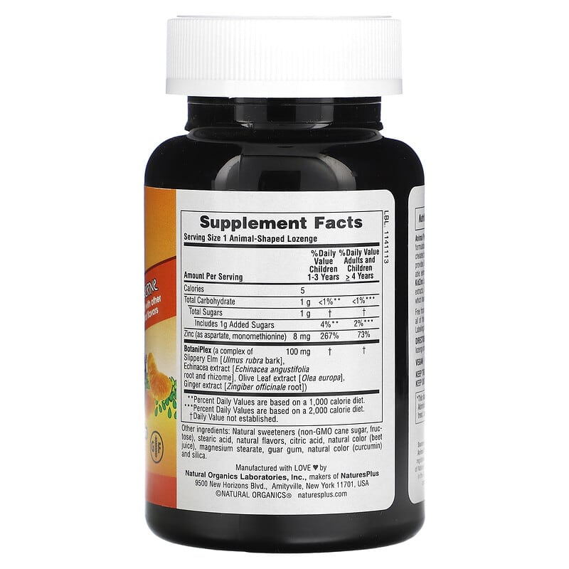 NaturesPlus, Source of Life, Animal Parade, Kid Zinc Lozenges, Tangerine, 90 Animal-Shaped Lozenges 97467299641