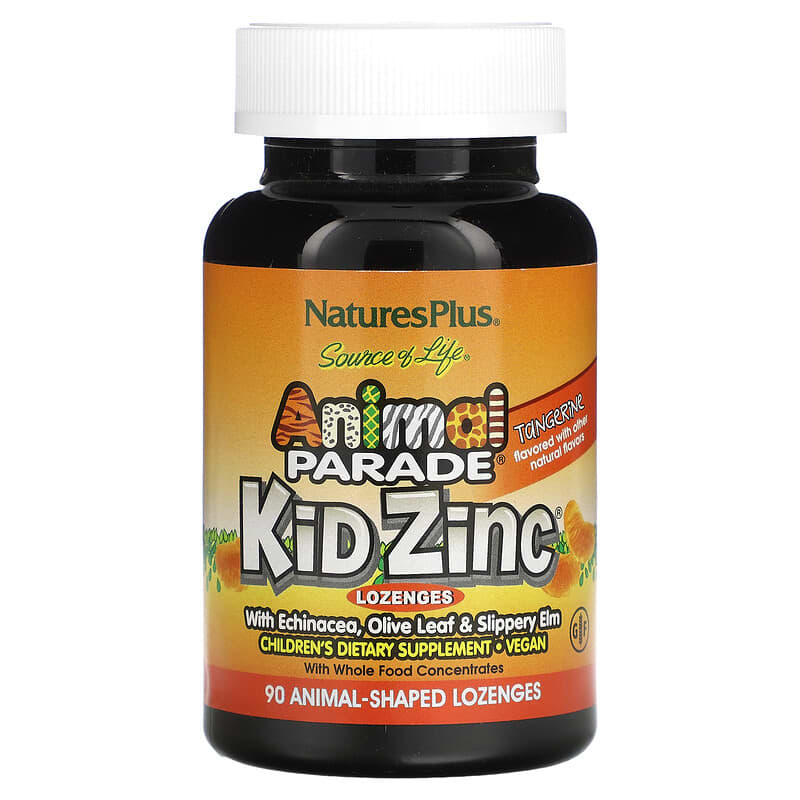 NaturesPlus Source of Life Animal Parade Kid Zinc Lozenges Tangerine 90 Animal-Shaped Lozenges 97467299641