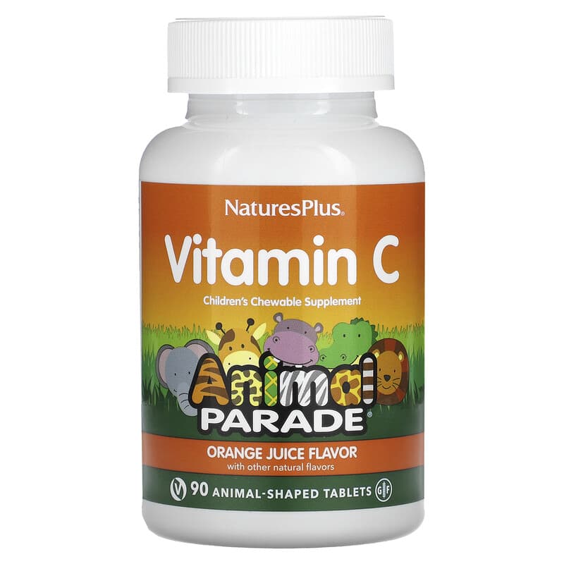 NaturesPlus Source of Life Animal Parade Vitamin C Orange Juice 90 Animal-Shaped Tablets 97467299986