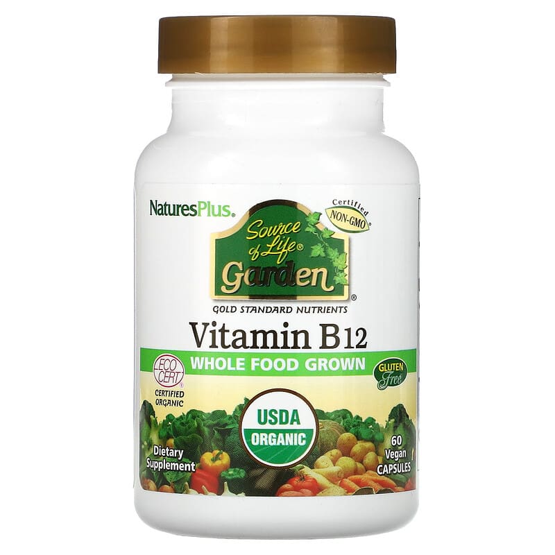 NaturesPlus Source of Life Garden Certified Organic Vitamin B12 60 Vegan Capsules 97467307346