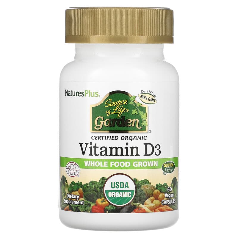 NaturesPlus Source of Life Garden Organic Vitamin D3 60 Vegan Capsules 97467307353