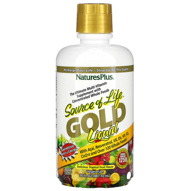 NaturesPlus Source of Life Gold Liquid Tropical Fruit 30 fl oz (887.10 ml) 97467307018