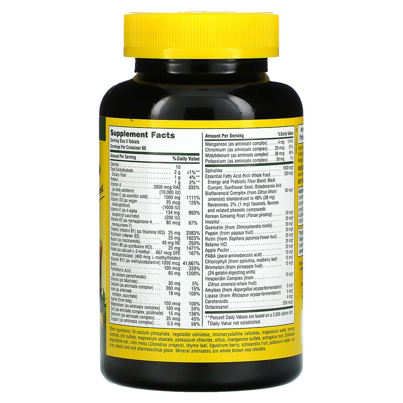 NaturesPlus, Source of Life, Multi-Vitamin & Mineral Supplement with Whole Food Concentrates, 180 Tablets 97467030589