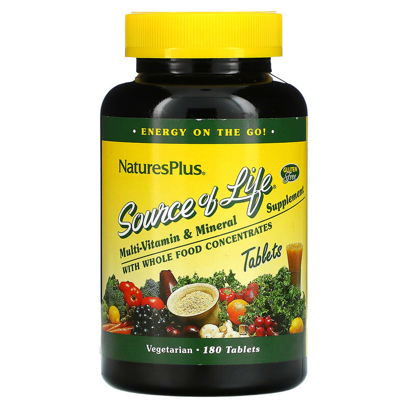 NaturesPlus Source of Life Multi-Vitamin & Mineral Supplement with Whole Food Concentrates 180 Tablets 97467030589