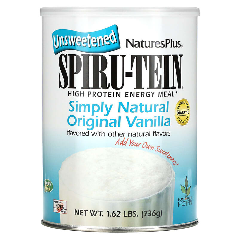 NaturesPlus Spiru-Tein High Protein Energy Meal Unsweetened Simply Natural Original Vanilla 1.63 lbs (736 g) 97467458840