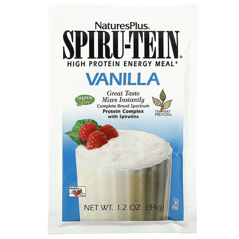 NaturesPlus, Spiru-Tein, High Protein Energy Meal, Vanilla, 8 Packets, 1.2 oz (34 g) Each 97467958210