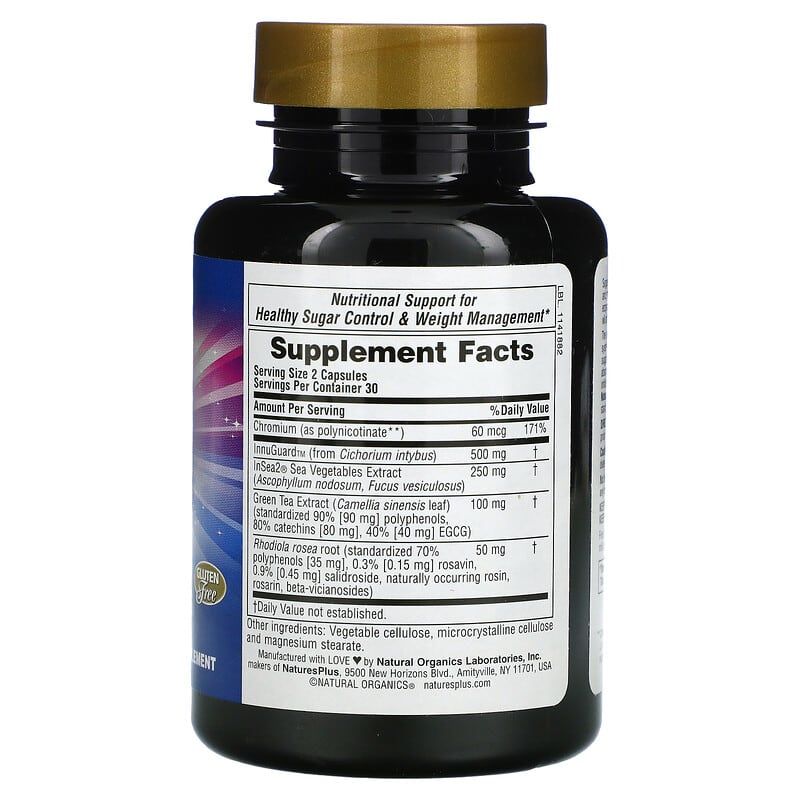 NaturesPlus, Sugar Armor, Sugar Control Support, 60 Vegetarian Capsules 97467047136