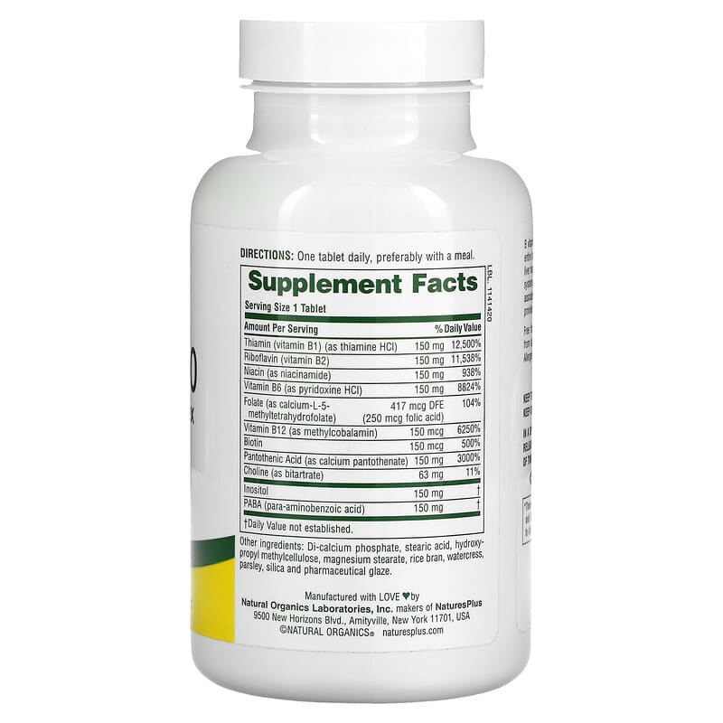 NaturesPlus, Sustained Release Mega B-150, Balanced B-Complex, 90 Tablets 97467014558