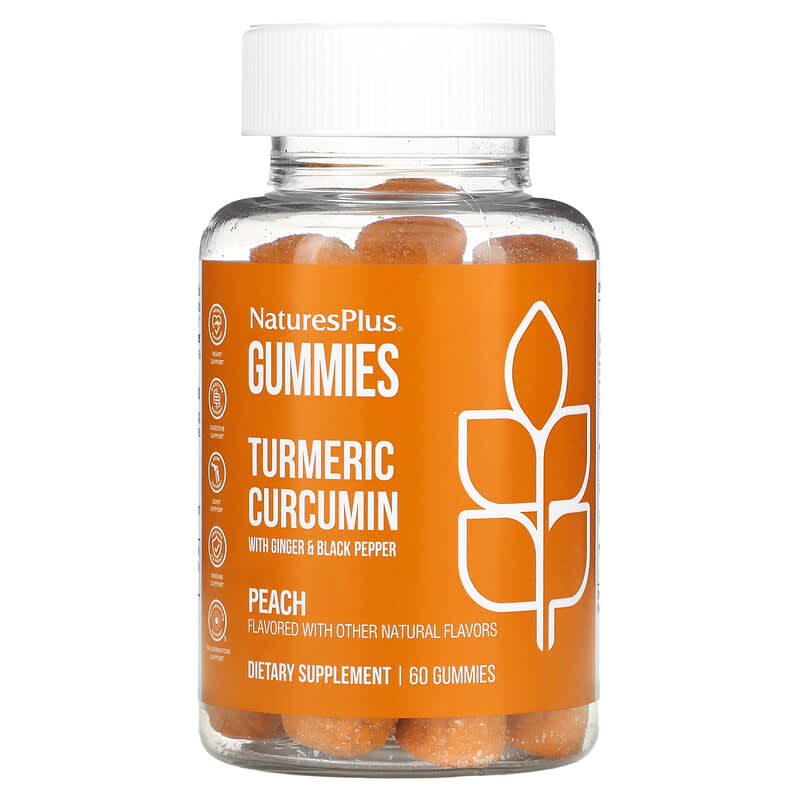 NaturesPlus Turmeric Curcumin With Ginger & Black Pepper Peach 60 Gummies 97467046948