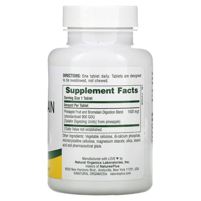 NaturesPlus, Ultra Bromelain, 1500 mg, 60 Tablets 97467044067