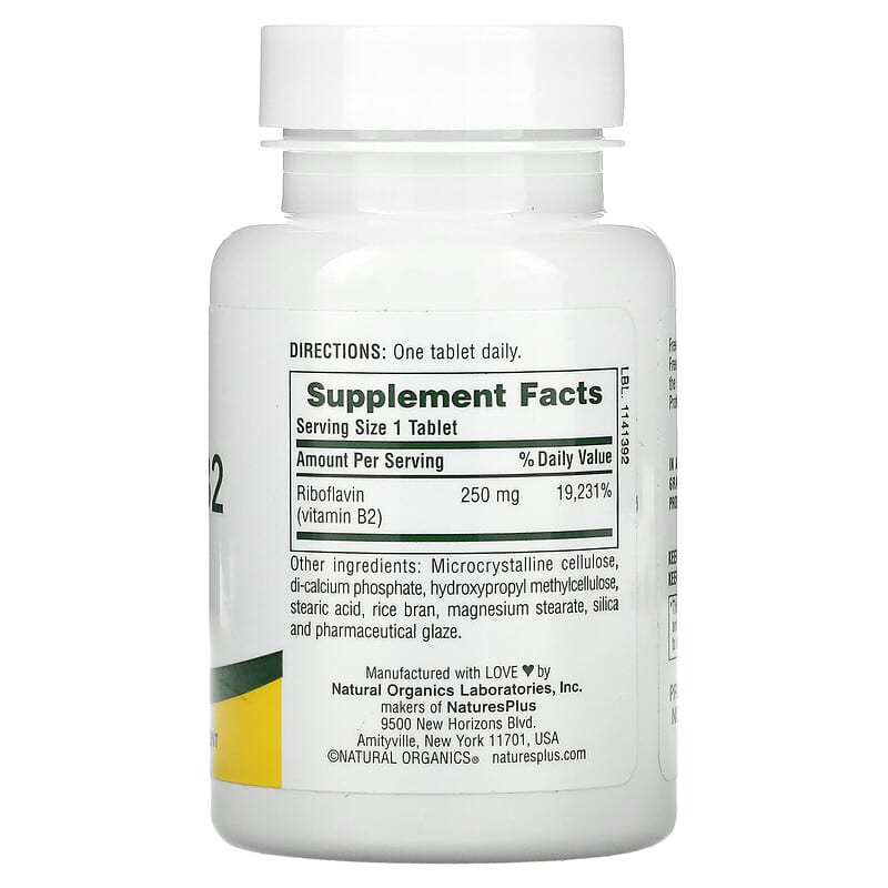 NaturesPlus, Vitamin B2, 250 mg, 60 Tablets 97467016354