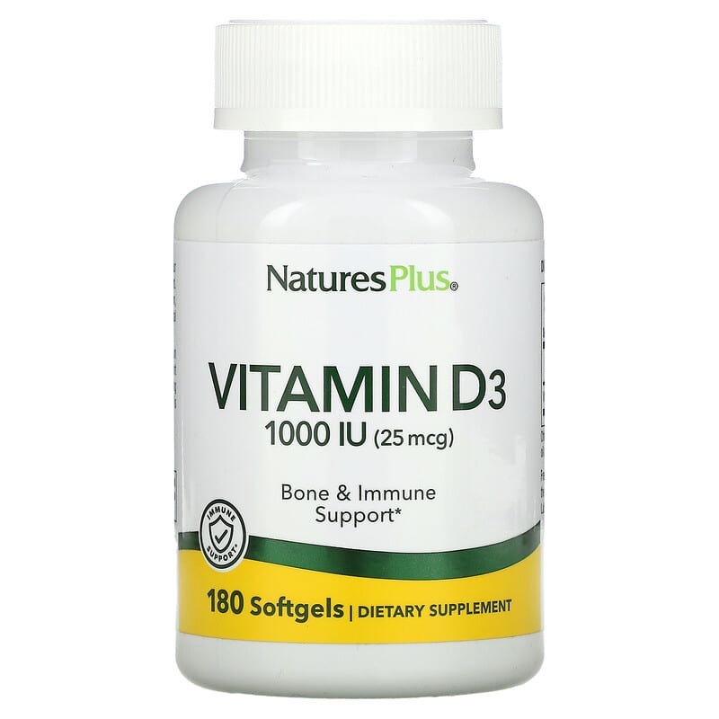 NaturesPlus Vitamin D3 25 mcg (1,000 IU) 180 Softgels 97467010420