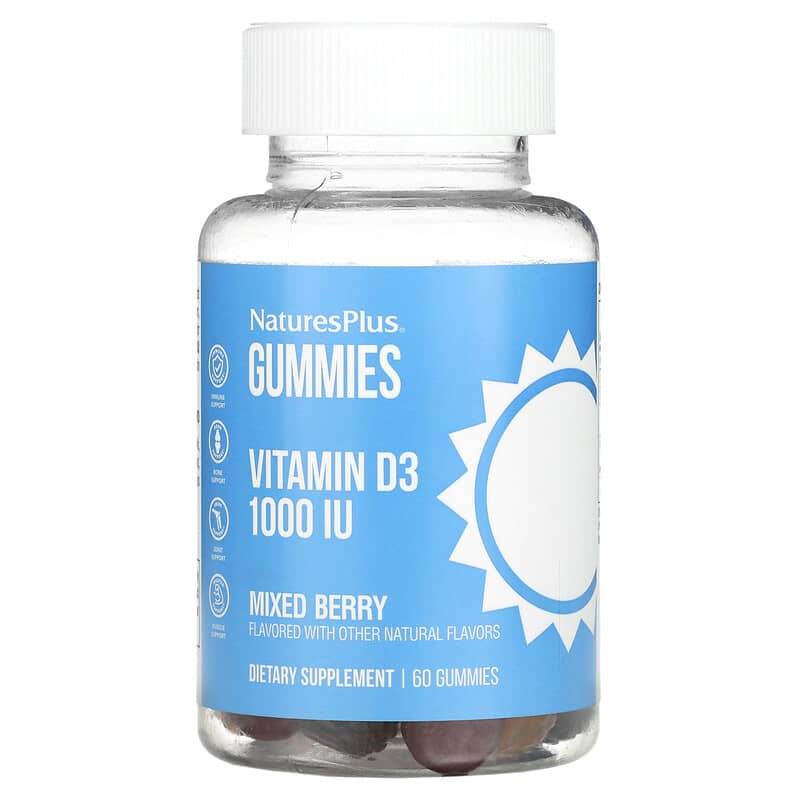 NaturesPlus Vitamin D3 Gummies Mixed Berry 1,000 IU 60 Gummies 97467104044