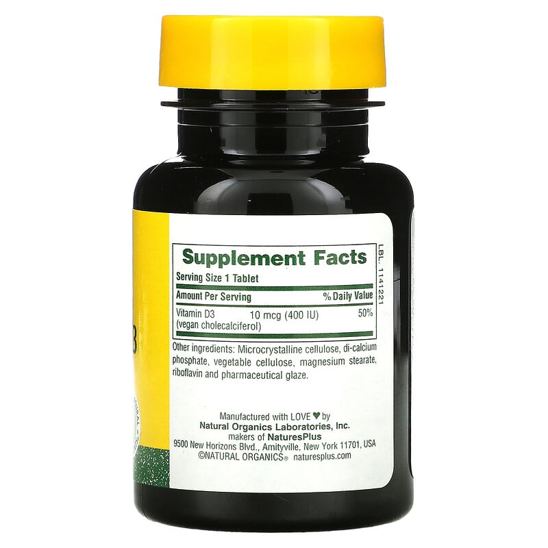 NaturesPlus, Water-Dispersible Vitamin D3, 400 IU, 90 Tablets 97467009912
