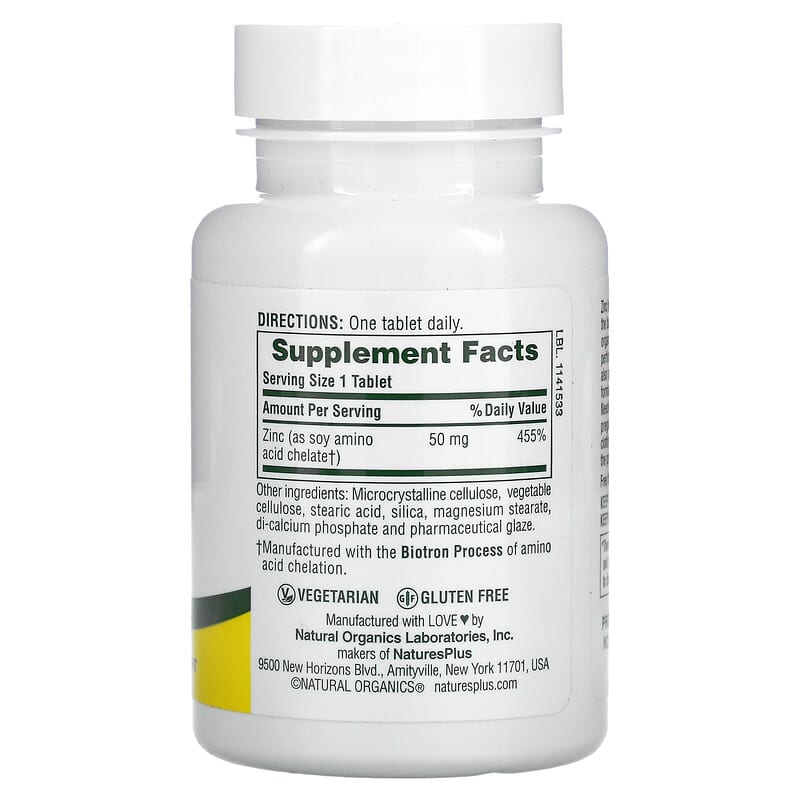 NaturesPlus, Zinc, 50 mg, 90 Tablets 97467036451