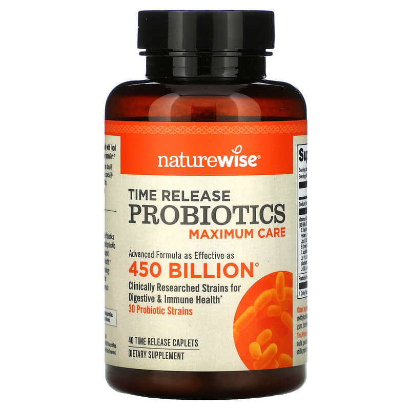 NatureWise Time Release Probiotics Maximum Care 40 Time Release Caplets 858081006271