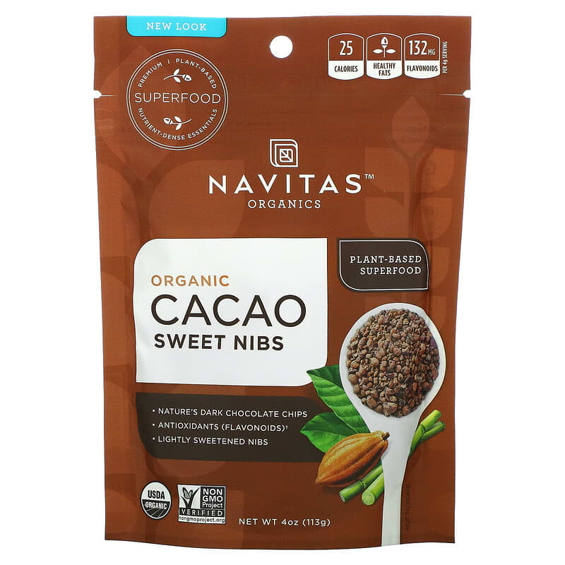 Navitas Organics Organic Cacao Sweet Nibs 4 oz (113 g) 858847000321