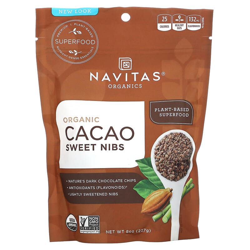 Navitas Organics Organic Cacao Sweet Nibs 8 oz (227 g) 811961021313