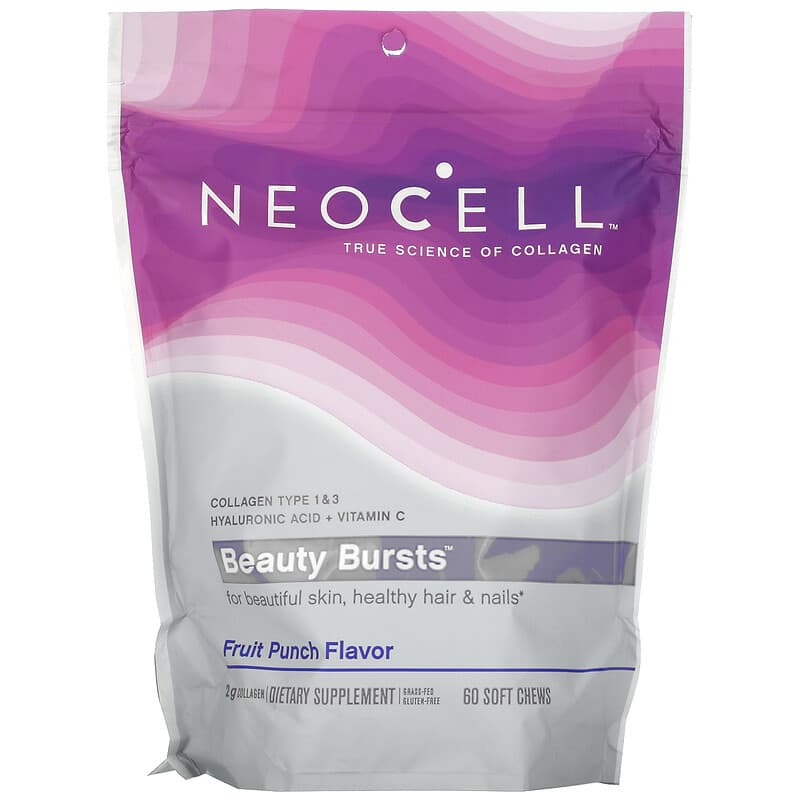 NeoCell Beauty Bursts Fruit Punch Flavor 1 g 60 Soft Chews 16185129399