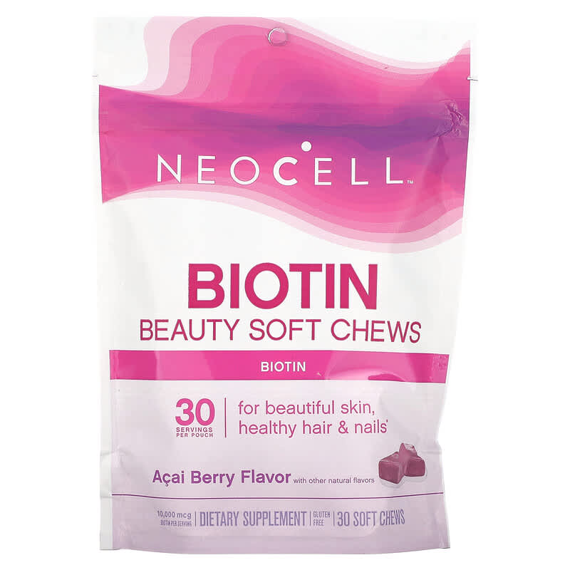 NeoCell Biotin Beauty Soft Chews Acai Berry 10,000 mcg 30 Soft Chews 16185129603