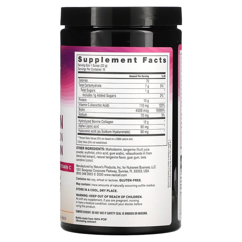 NeoCell, Collagen Beauty Infusion Drink Mix with Biotin, Tangerine, 11.6 oz (330 g) 16185129436