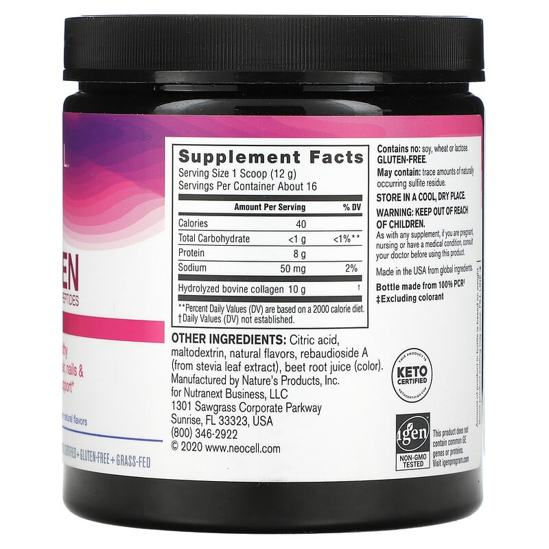 NeoCell, Super Collagen Peptides, Type 1 & 3, Berry Lemon, 6.7 oz (190 g) 16185129900